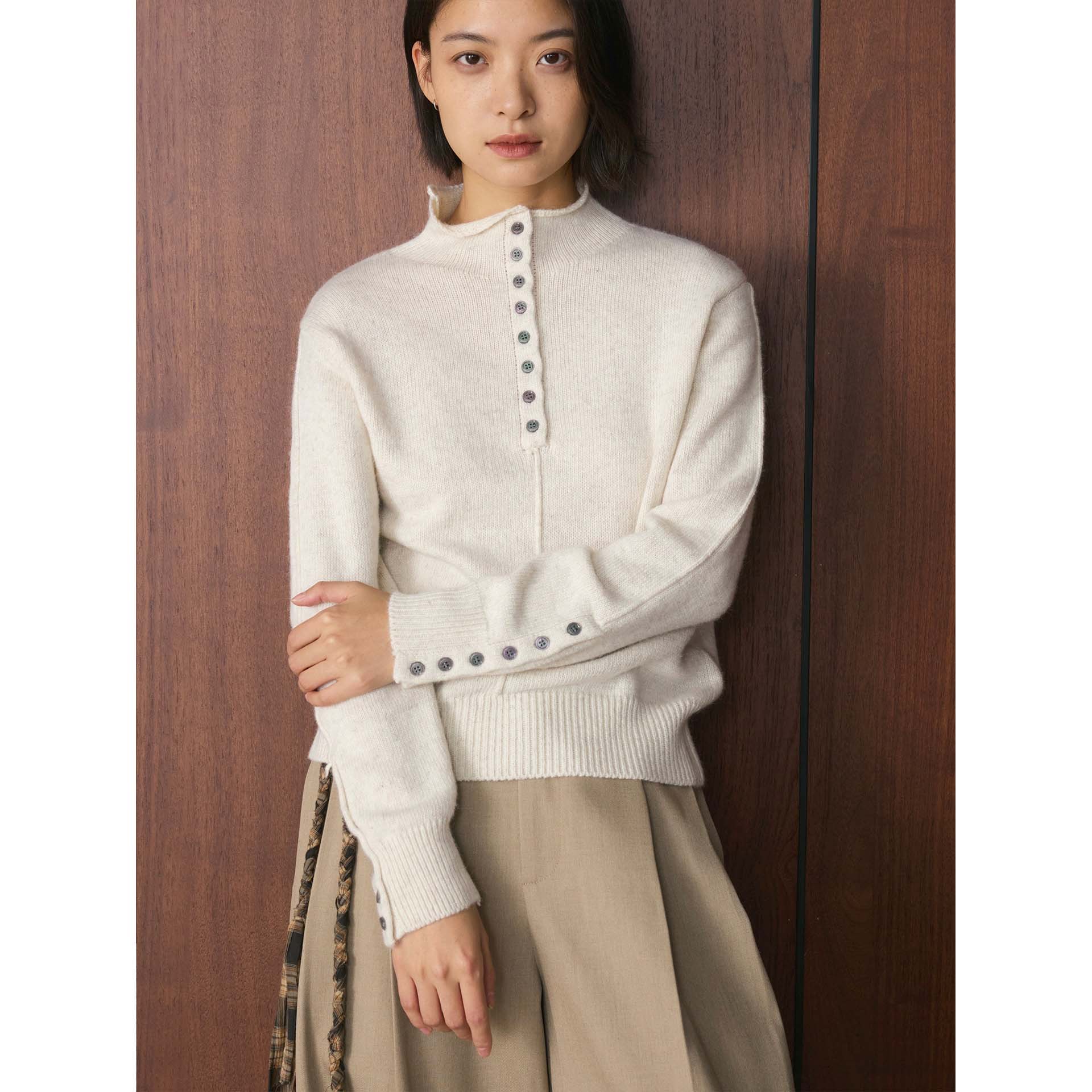 Thermal Base Layer - Retro Japanese Style Knitted Sweater Button