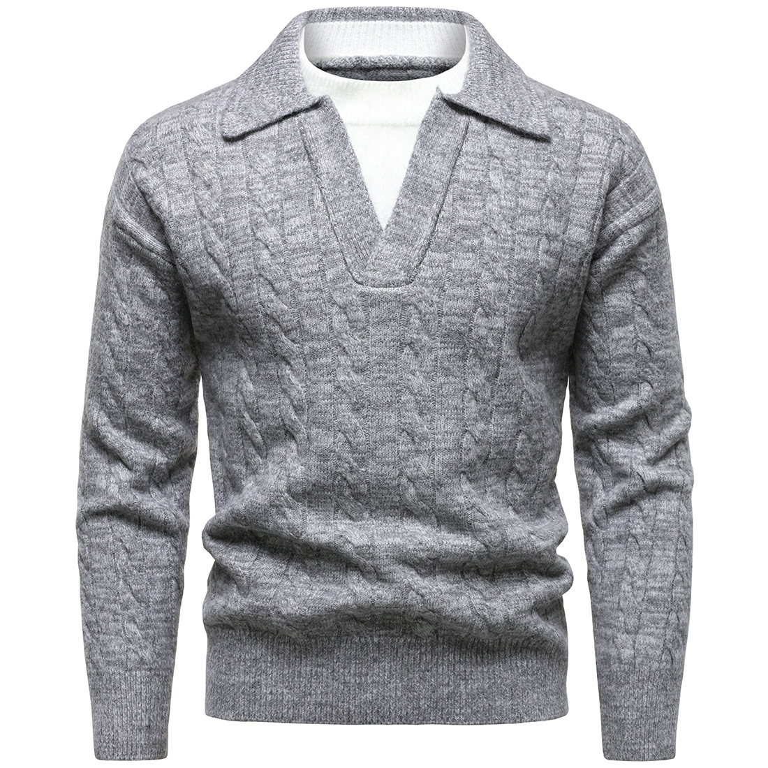 British Style Henry V-Neck Swe - Wool Blend Coat ulasan dan harga