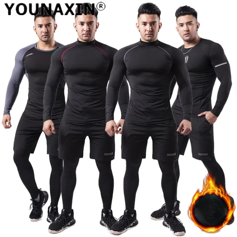 3-piece Men Plush Warm Sports  - Winter Yoga Clothing ulasan dan harga
