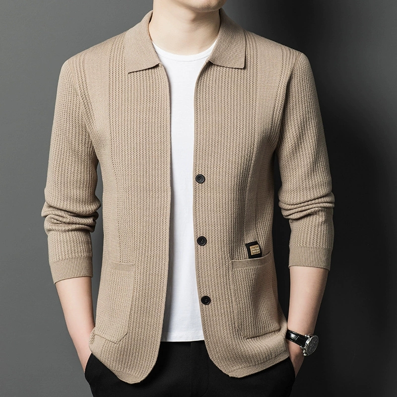 High-Quality Men's Knitted Car - Wool Blend Coat ulasan dan harga