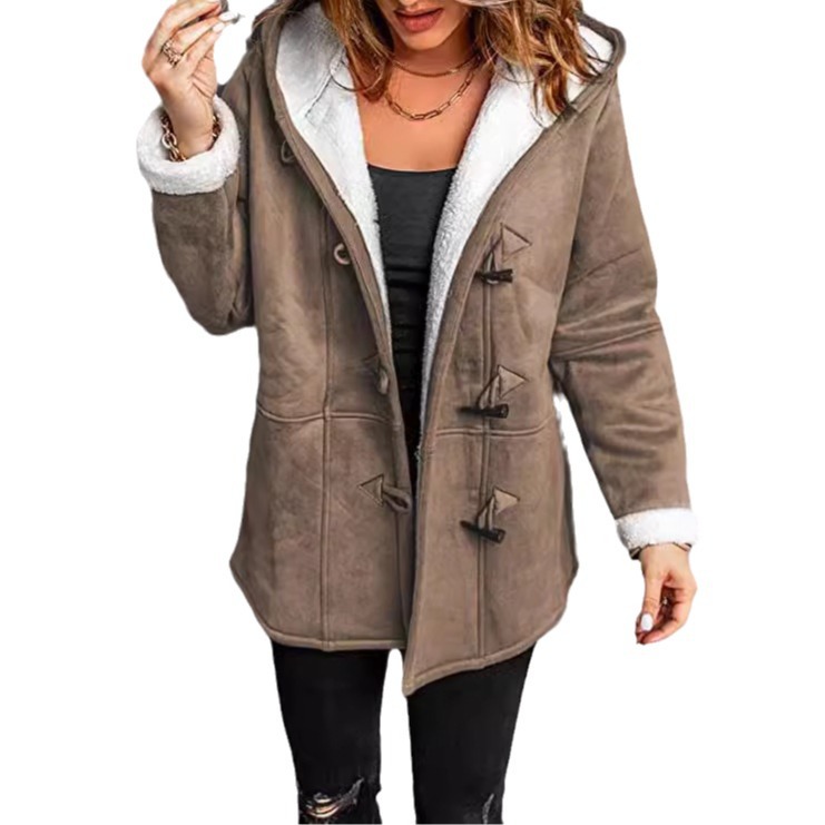 Coats Women Wool Thick Hooded  - Wool Blend Coat ulasan dan harga