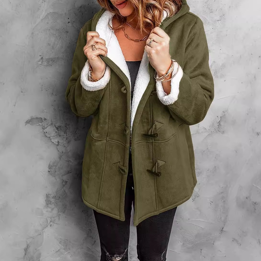 Coats Women Wool Thick Hooded  - Wool Blend Coat ulasan dan harga