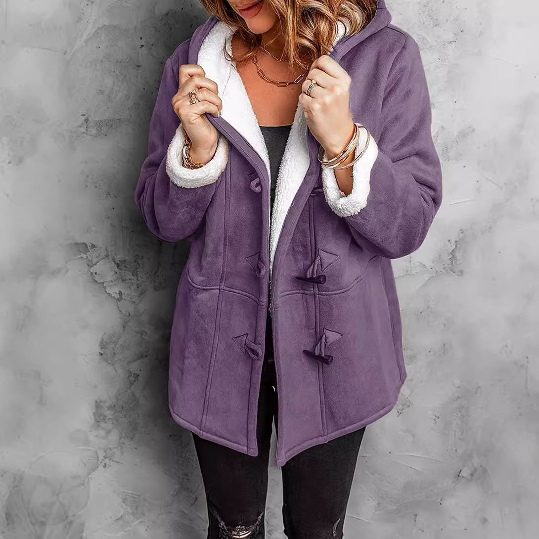 Coats Women Wool Thick Hooded  - Wool Blend Coat ulasan dan harga