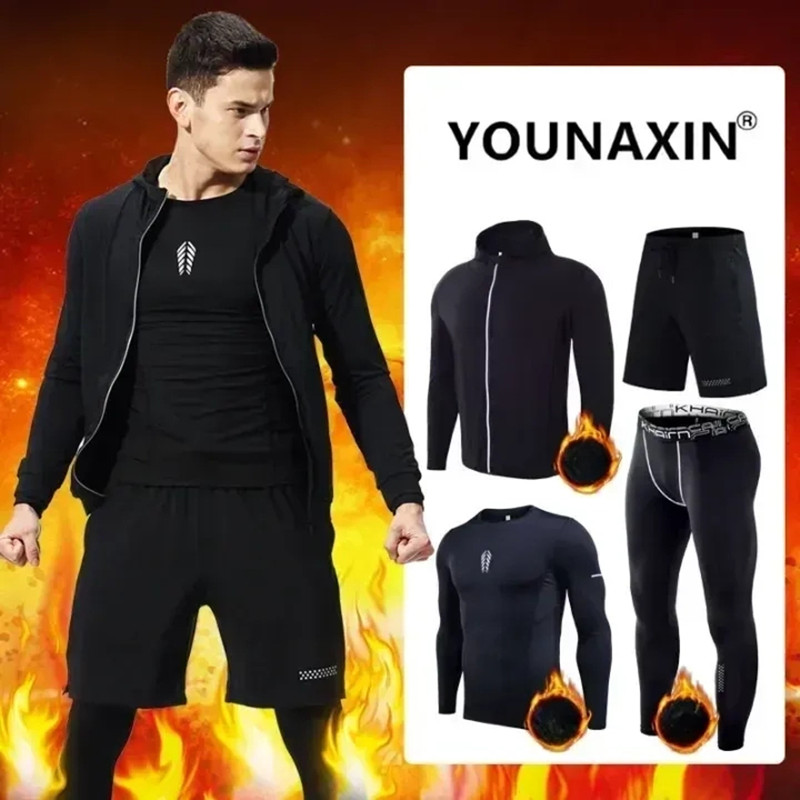 4-piece Men's Fitness Clothing - Winter Yoga Clothing ulasan dan harga