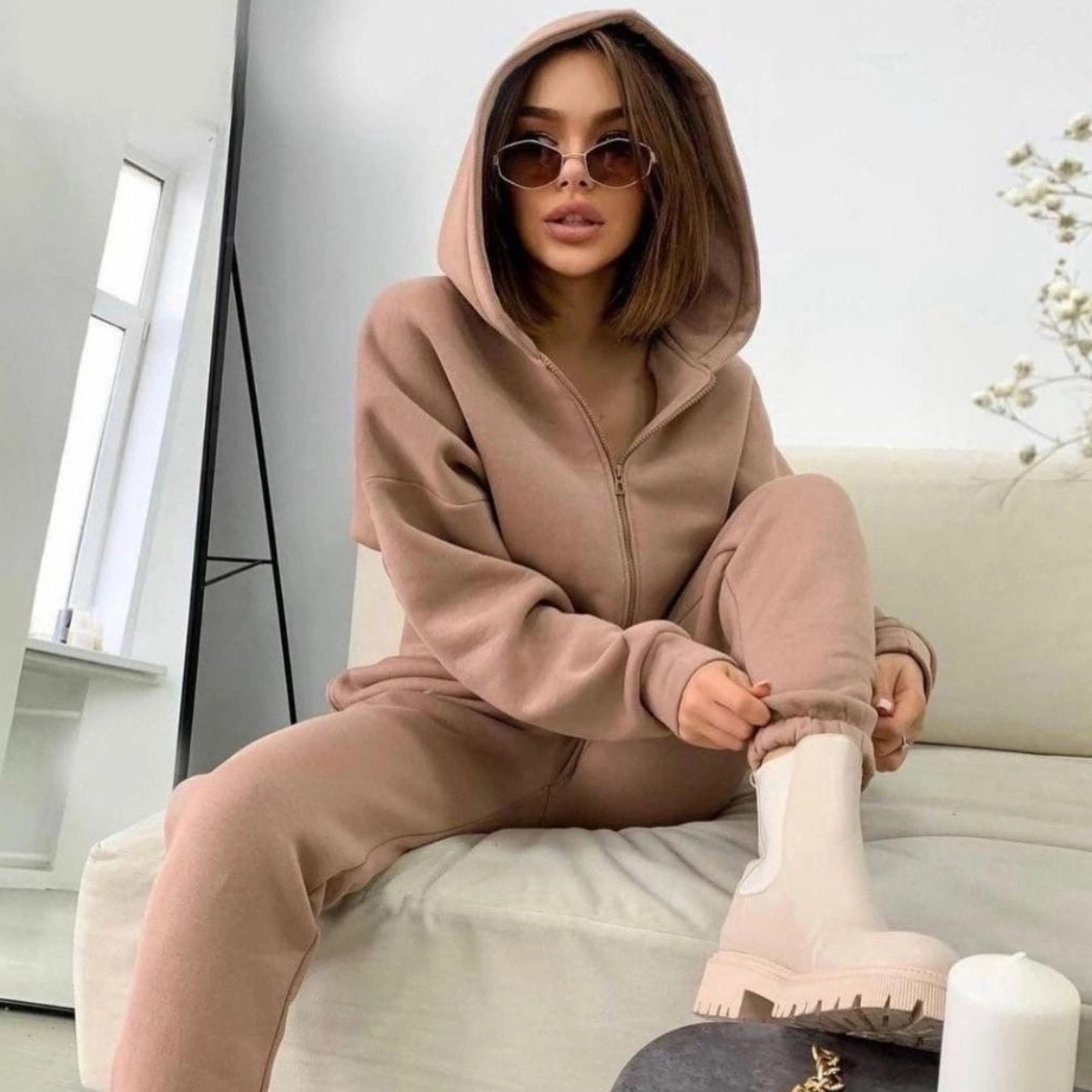 Zipper Hooded Coat Pants Sets  - Winter Clothing Sales ulasan dan harga