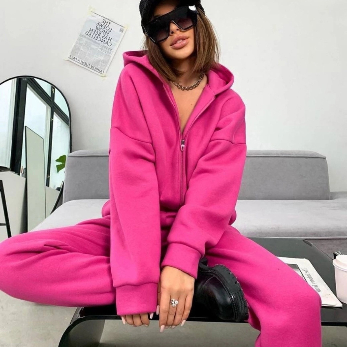 Zipper Hooded Coat Pants Sets  - Winter Clothing Sales ulasan dan harga