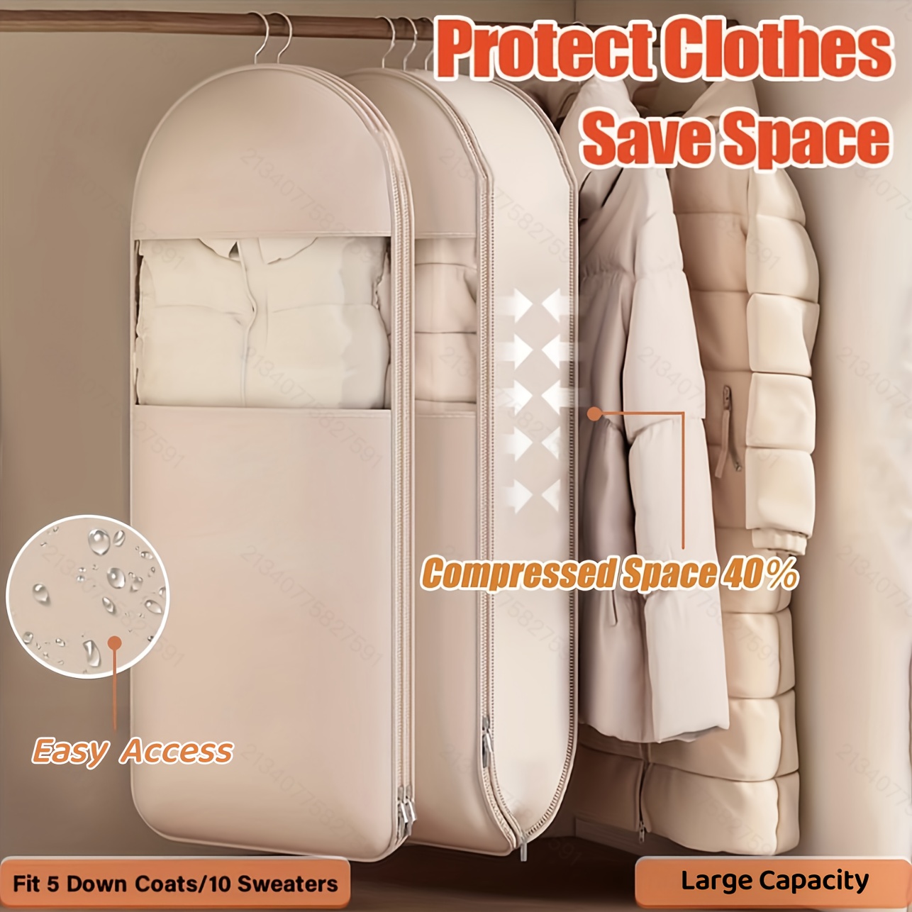 Beige Compression Hanging Bag, - Winter Clothing Organizer ulasan dan harga