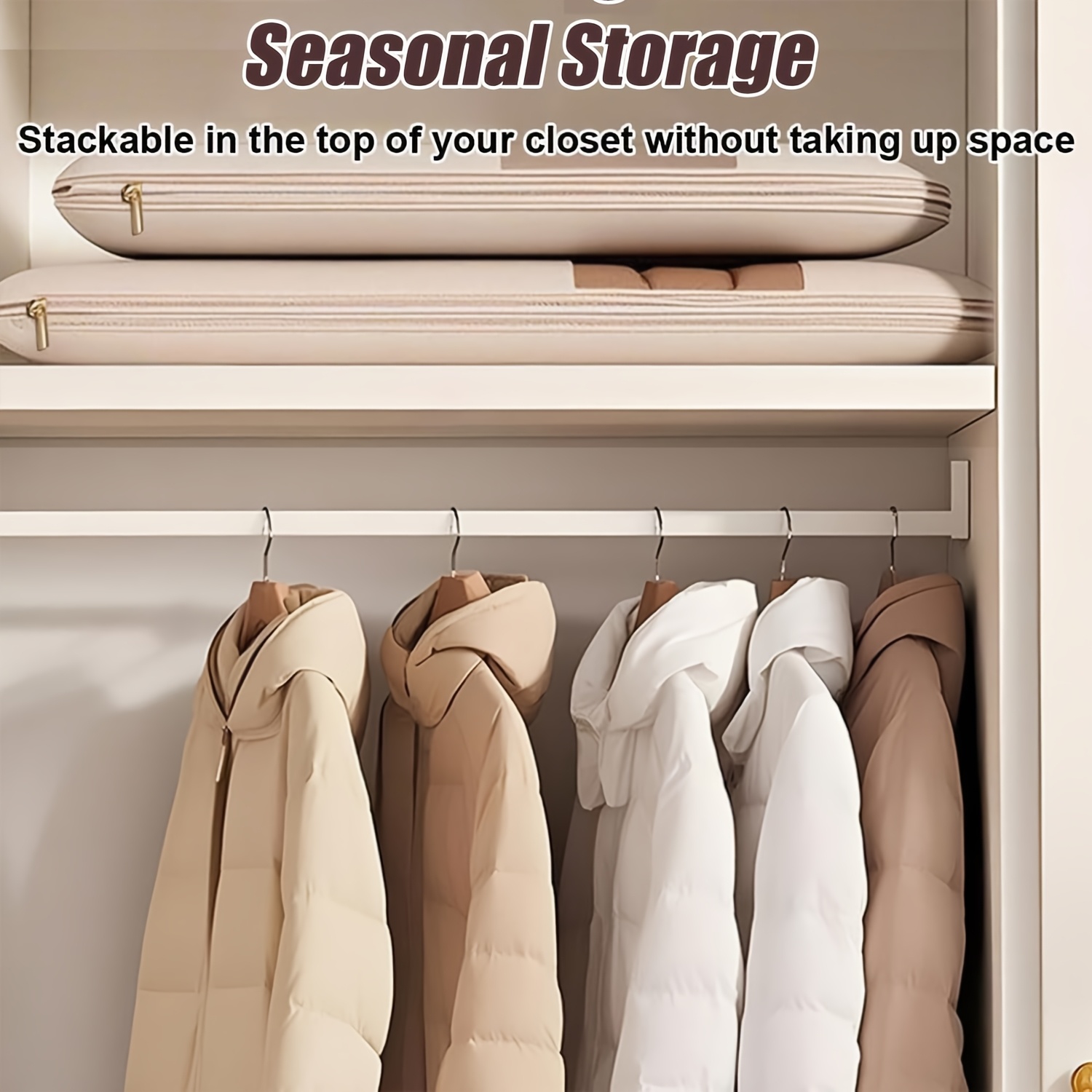 Beige Compression Hanging Bag, - Winter Clothing Organizer ulasan dan harga
