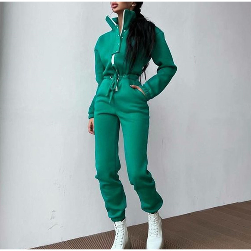 Casual Stand Collar Jumpsuits  - Winter Clothing Sales ulasan dan harga