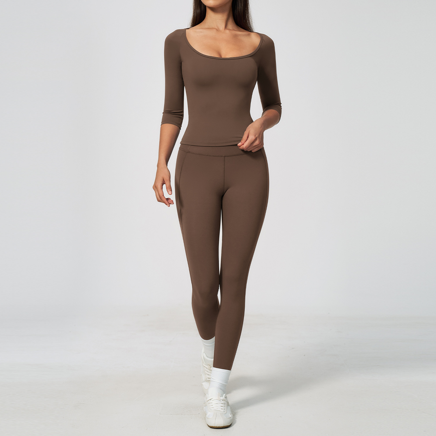 Women 2PCS Yoga Set 3/4 Sleeve - Winter Yoga Clothing ulasan dan harga