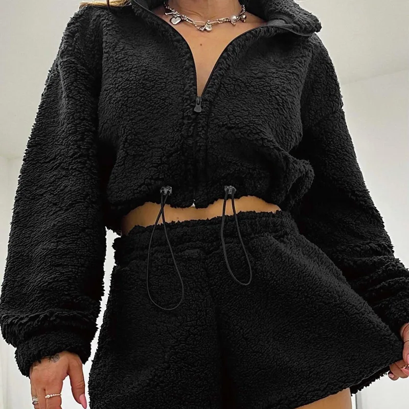 Women Solid Fleece Coat Crop T - Wool Blend Coat ulasan dan harga