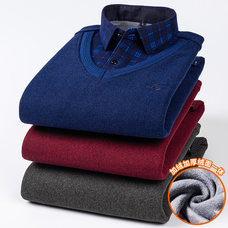 Men's Knitted Shirt Collar Cas - Winter Clothing Layers ulasan dan harga